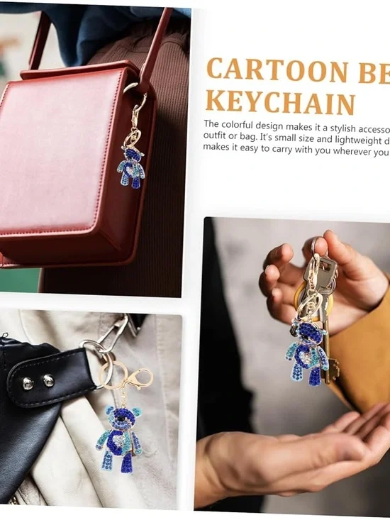 Crystal Teddy Bear Bag Charm - Picture 2 of 4